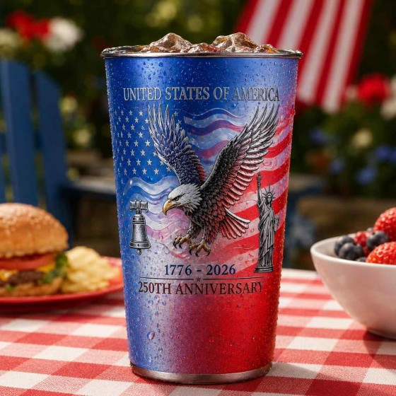 250th Anniversary Color Changing Stainless Steel Cup 16 oz Patriotic Eagle Drinkware